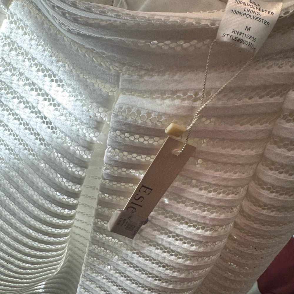 White Structured A-line Illusion Striped Skirt - Picture 7 of 9